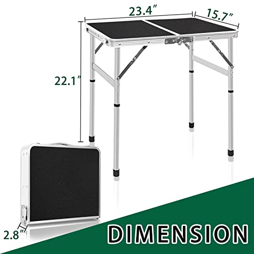 Camp Field Aluminum Folding Camping Table - Adjustable Height, Lightweight & Portable - Blackb