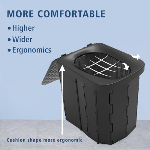 XL Portable Folding Camping Toilet - Black, Lightweight & Durable
