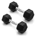 10 lb Chrome Handle Rubber Coated Hex Dumbbell - Pair