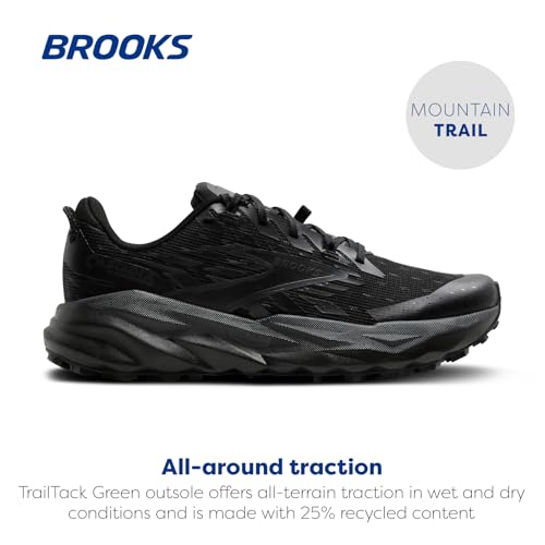 Brooks Men’s Cascadia 19 Mountain Trail Running Shoes - 10.5 Black/Black