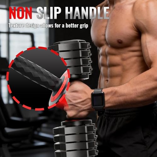 Black 25Lb Adjustable Dumbbell - 5-in-1 Fast Weight Change for Full Body Workout