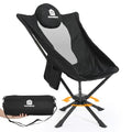 Black 360° Rotation Camping Chair with Cup Holder & High Back Support