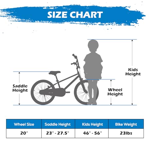 Nighthawk 20 Inch Kids Bike for Boys Girls Ages 6-12 - Lightweight Steel Frame