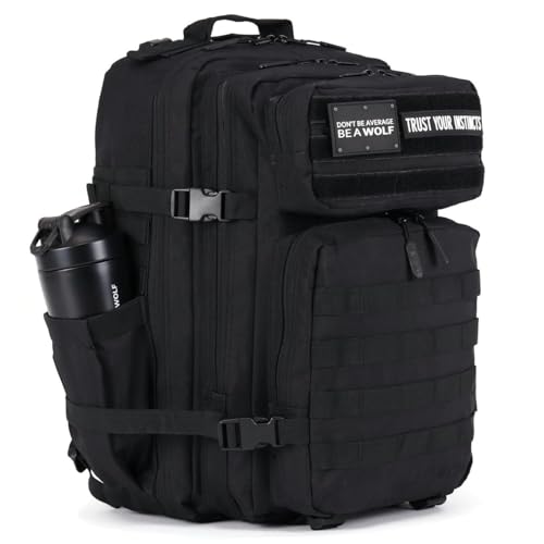 WOLFpak Alpha Black 45L Waterproof Gym Backpack with Laptop & MOLLE Webbing