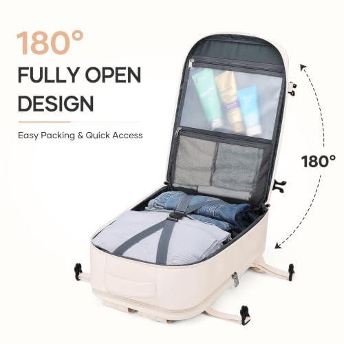 Travel Backpack for Men Women 17.3 Inch Laptop Shoe Compartment - Beige