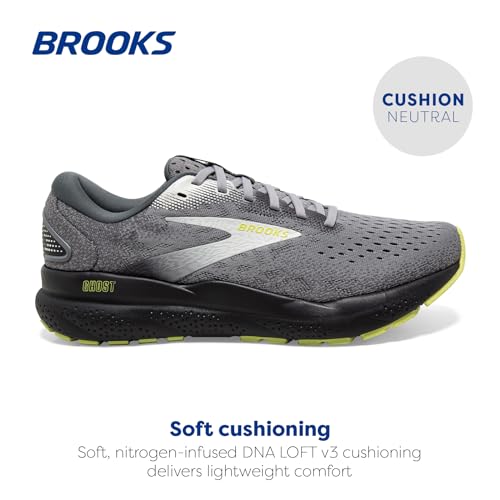 Brooks Men’s Ghost 16 Wide Neutral Running Shoes Primer Grey Lime Size 12