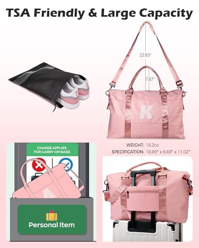 Vogewood Graduation Gifts-Birthday Gifts for Girl 8 9 10 11 12 13 14 15 16 Year Old, Granddaughter Gift, Travel Duffel Bag, Kids Weekender Bag,Daughter Gift Teen Girl Gifts Trendy Stuff (Letter K)