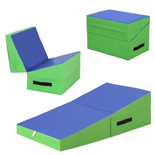 FDW Gymnastics Incline Exercise Mat - Foldable Yoga & Tumbling Mat with Non-Slip Surface