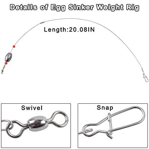 8pcs Flounder Saltwater Fishing Rigs with Stainless Steel Wire Leader - 1/2oz
