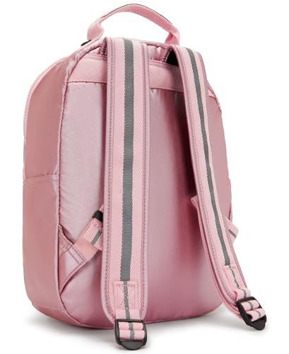 Kipling Seoul Small Bts Tablet Backpack - Bronze Pink Met, 10.5"L x 13.75"H x 6.75"D, Durable Water-Resistant Nylon