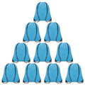 Drawstring Backpack Bulk 10PCS Polyester Cinch Bags - Sky Blue