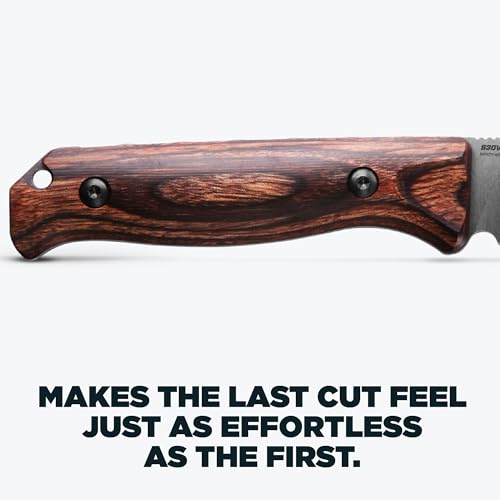 Benchmade Saddle Mountain Skinner Hunting Knife - Stabilized Wood, Stonewash Finish, S30V Steel Blade