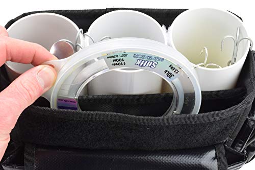 Surf Fishing Tackle Bag with Multiple Pouches and Adjustable Strap