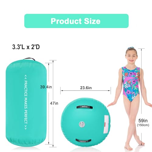 VOFiTNY Inflatable Gymnastics Air Mat - 3.3' L x 2' W Tumbling Track, Mint
