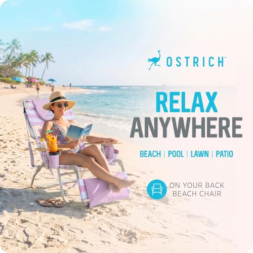 Ostrich Deluxe 3-in-1 Face-Down Lounge Chair - Icy Pink & White Stripe