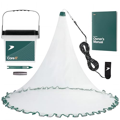 Best Fisher's Core 6-ft Pro Cast Net with 3/8" Mesh & Lead Sinkers