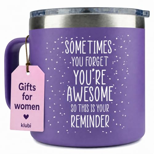 Purple 14oz Coffee Mug Tumbler - Birthday Gift for Women, Mom, Her, Friendship