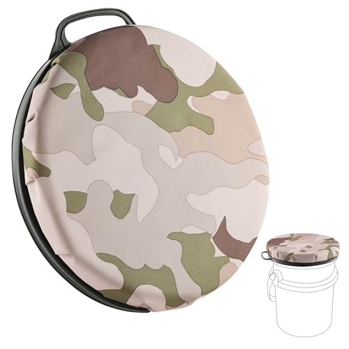 Camouflage 5 Gallon Bucket Seat with 360 Degree Swivel Foam Cushion for Hunting Fishing Camping