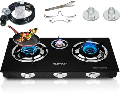 3 Burner Propane Gas Stove with Auto Ignition, 34,500 BTU Outdoor Camping Stove