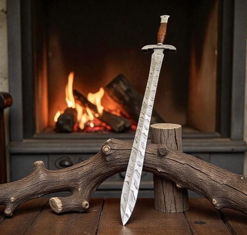 Exotic Wilson Roy Custom Damascus Steel Celtic Sword 32-Inch Camping Sword