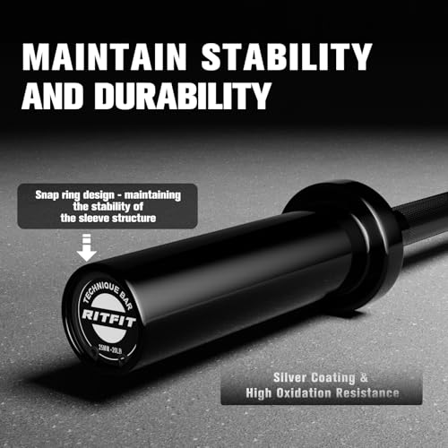 RitFit 4ft Olympic Weight Barbell - Black 2-inch, 350lbs Capacity, No Collar