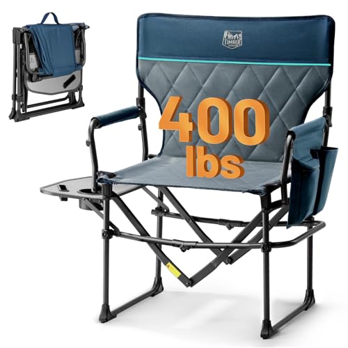 TIMBER RIDGE Navy Heavy Duty Camping Chair 400lbs Portable Directors Seat