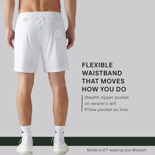 Rhone Men’s 7” Pursuit Shorts Small Bright White – Gym Shorts with Liner & Moisture Wicking
