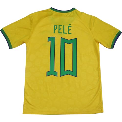 Youth Soccer Jersey Shorts & Socks Set Vintage Brazil #10 Yellow 28