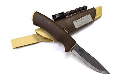 Morakniv Bushcraft Stainless Steel Fixed-Blade Survival Knife with Fire Starter & Sharpener - Desert Tan