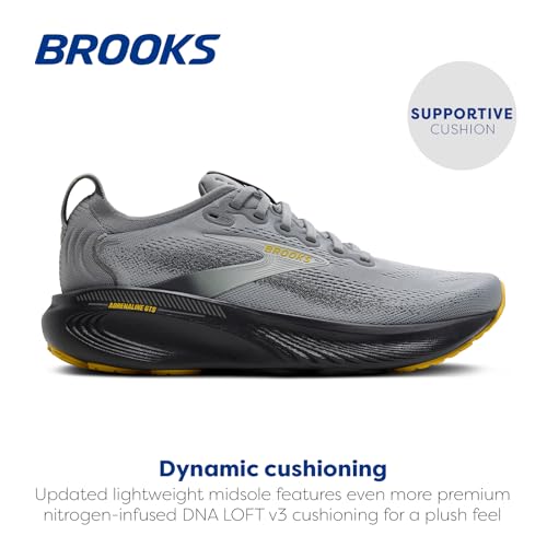 Brooks Men's Adrenaline GTS 25 Running Shoes - Primer Grey/Ebony/Jasmin, Size 11