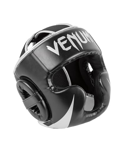 Venum Challenger Headgear - Black & Silver, One Size, Martial Arts Protective Gear