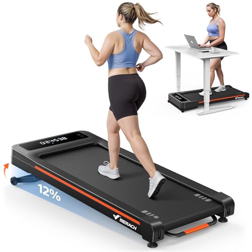 MERACH NovaWalk W50 Black Under Desk Treadmill with 12% Auto Incline, 400lb Capacity