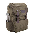 Green Waterproof Waxed Canvas Backpack for Men Travel Rucksack with Leather Trim - One Size