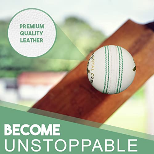 White Cricket Balls Pack of 6 - Genuine Leather, Professional Match-Grade