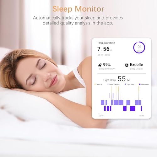 Smart Health Ring for Heart Rate Blood Oxygen HRV Stress Sleep & Step Tracking Black 11#