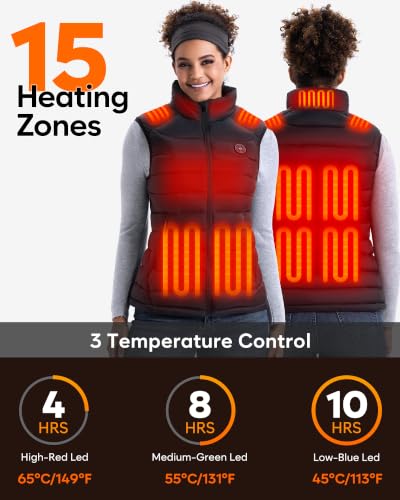 Women's Heated Vest Large with 16000mAh Battery, Lightweight Winter Coat