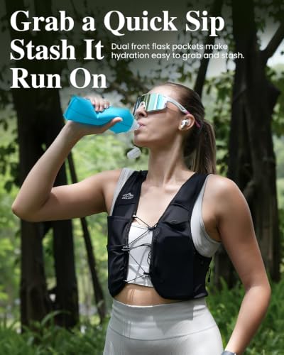 Women’s Running Vest with 500ml Soft Flask - Black, Medium