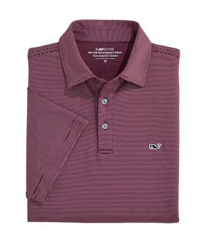 Vineyard Vines St. Jean Stripe Sankaty Polo Large Coastal Crimson Men’s Performance Shirt