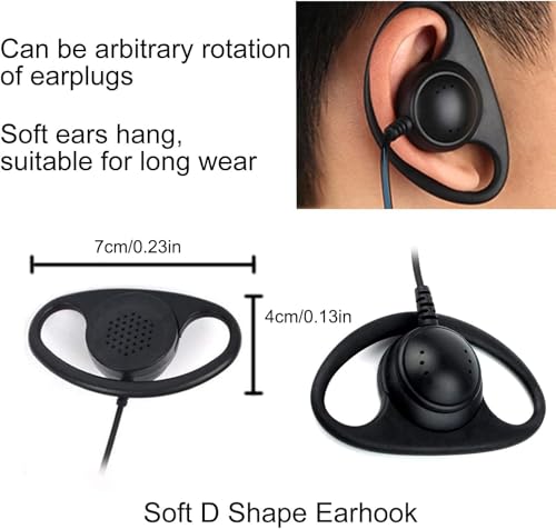 Retevis Case of 10, Walkie Talkies Earpiece with Mic 2 Pin D-Type Headset for H-777 RT22 RT21 RT86S, Compatible with Pxton, Baofeng BF-888S, Kenwood Walkie Talkies, Walkie Talkie Earpiece(10 Pack)