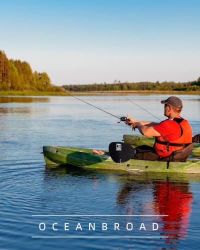 OCEANBROAD Adjustable Kayak Paddle - 94in Black with Aluminum Shaft & Leash