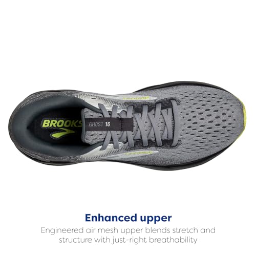 Brooks Men’s Ghost 16 Wide Neutral Running Shoes Primer Grey Lime Size 12
