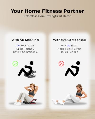 AIRHOP Red Ab Machine 4-Speed Auto Rebound Sit Up Abdominal Trainer Home Gym