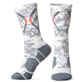 ChalkTalkSPORTS Cushioned Mid-Calf Crew Baseball Socks - Red Navy Crossed Bats (Small / Digital Camo)