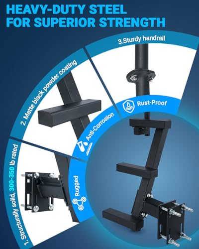 Boat Trailer Side Mount 3-Step with Handrail - Heavy-Duty Steel, Rust-Resistant