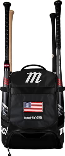 Marucci Dynamo Bat Pack Black/Black Baseball Bag with Bat & Gear Storage