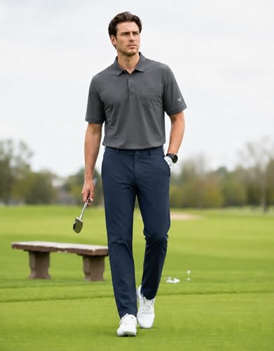 Men's Golf Pants 34W x 30L Inseam Stretch with 5 Pockets - Navy