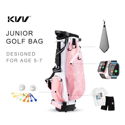 Pink Junior Golf Stand Bag for Kids Ages 4-6 Lightweight & Spacious
