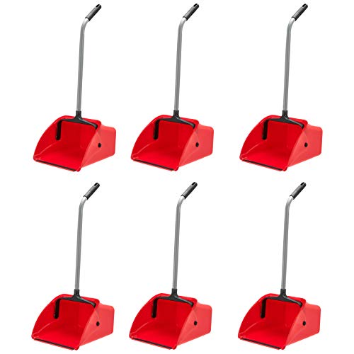 6-Pack Indoor Outdoor Lobby Dustpan Set - Durable Crack-Resistant Plastic