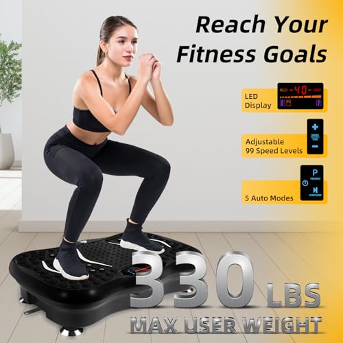 Himaly Low-Noise Full-Body Vibration Exercise Machine - Black, Home Fitness