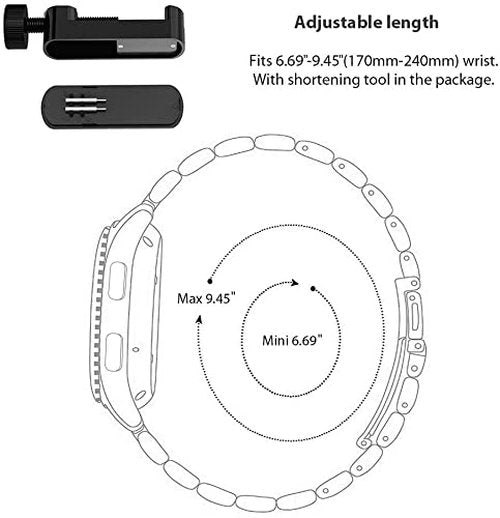 Compatible for Onaneag Smart Watch Band, 22mm Quick Release Stainless Steel Metal Replacement Straps Compatible for Onaneag P110, Ddidbi, Paukila P114, Nihemin 1.96 Watch (Black, 22mm size band)